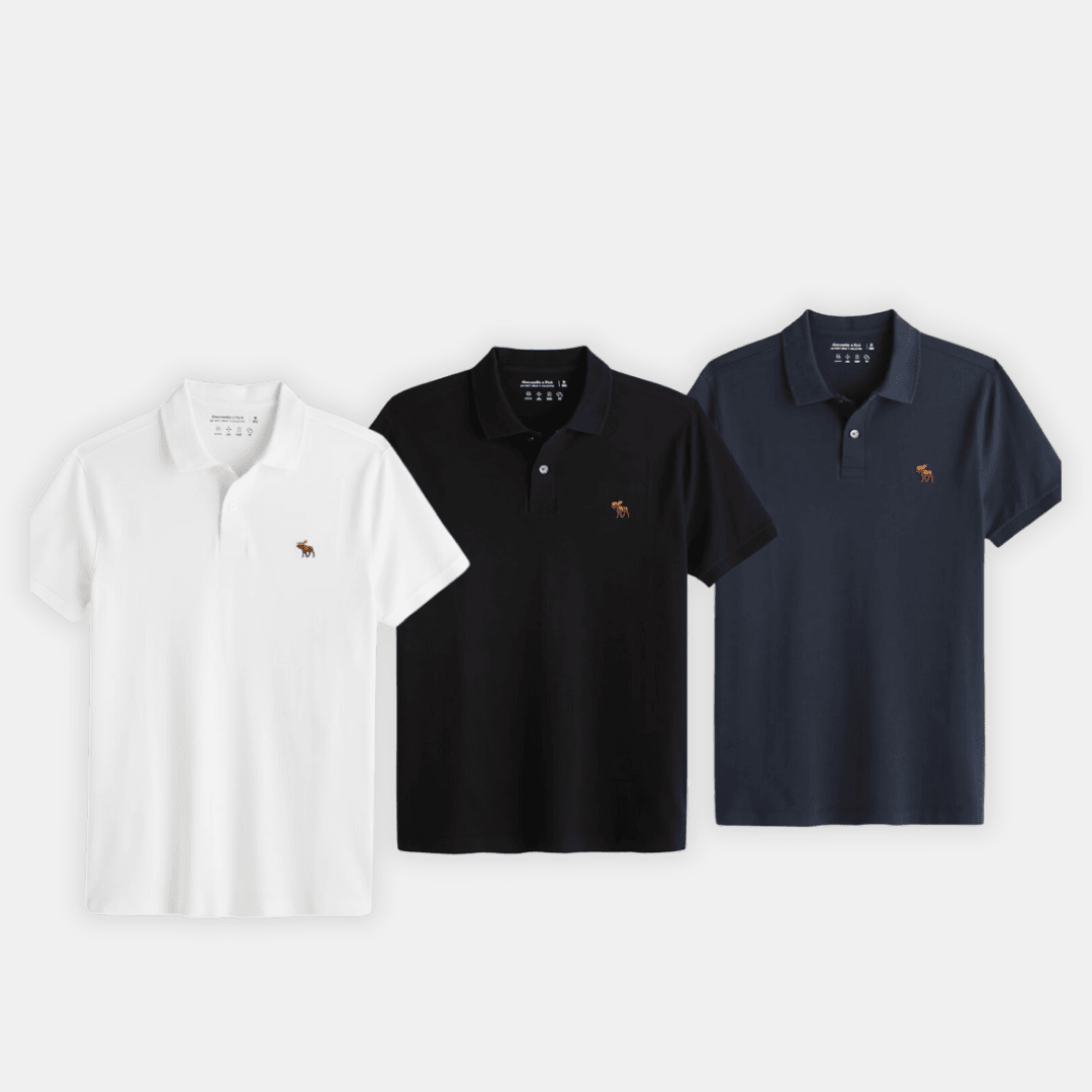 Kit 3 Camisas Polo A&F Logo Colorida - 3 Cores